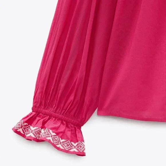 Zara Embroidered Blouse New - Picture 3 of 7